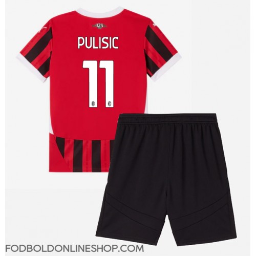 AC Milan Christian Pulisic #11 Hjemme Trøje Børn 2024-25 Kortærmet (+ Korte bukser)